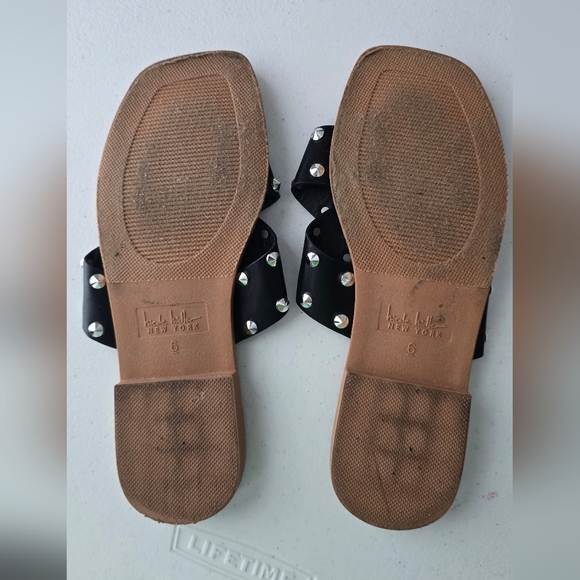 Nicole Miller Women shoes sandals Black Studded Slide Size 6 - Picture 8 of 8